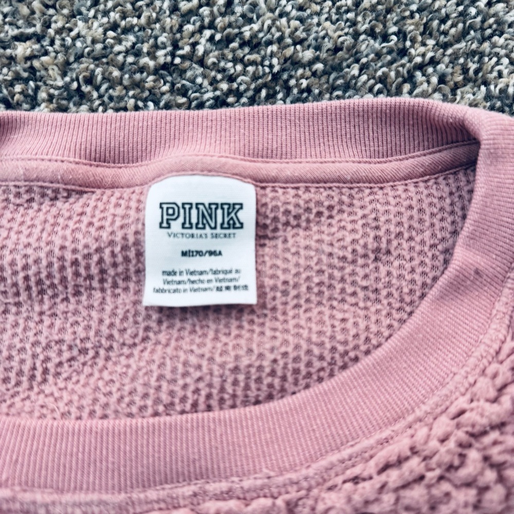PINK Victoria's Secret Textured Pink Crew Neck Sweater